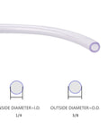 Clear PVC Tubing One Quarter Inch ID Three Eighth Inch OD Ten Feet Food Grade Flexible Vinyl Hose cross-section view