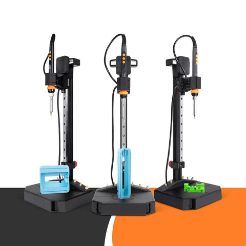 Front and side view of All In One Heat Set Insert Tool Kit with 200 Brass Inserts and 90W Soldering Iron for 3D Printing Pro Builds.