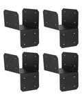 Roof Joint Connector Set For Pergola And Gazebo, 4 steel brackets and post connectors, black, for Backyard Outdoor DIY Projects.
