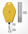 Heavy Duty Spring Balancer Set Two Pack 6.6 to 11 Lb Range Retractable Tool Fixture Holder with steel cable and hook