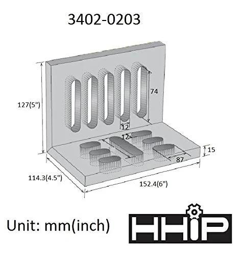 HHIP 3402-0203 slotted angle plate, metal, 6 x 5 x 4.5 in, opened view