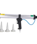 Pneumatic Caulking Gun 20 Oz Sausage, Aluminum Cylinder, 600 mL Capacity with white cone nozzles, dripless air powered tool
