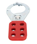 Heavy Duty Nylon Locking Deadbolt With Six Hole Labeling System, Rust Proof Construction, Red And Silver Finish