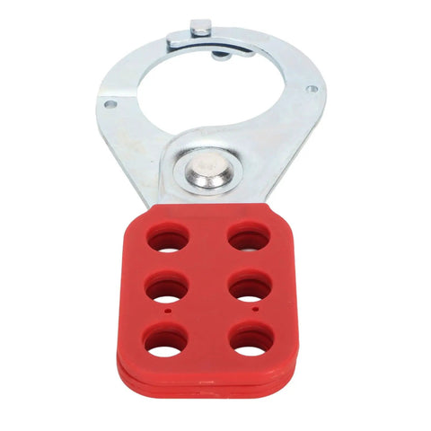 Heavy Duty Nylon Locking Deadbolt With Six Hole Labeling System, Rust Proof Construction, Red And Silver Finish