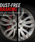 Dust-free braking comparison after installing Beefed Up Rear Brake Kit With Z17 Ceramic Pads And Rotors For Subaru models.