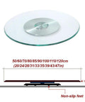 Rotating Lazy Susan Turntable with Glass Top and Silent Bearing, Heavy Duty Metal Tray, dimensions 20-47 inches, non-slip feet