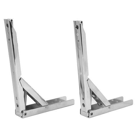 Heavy Duty Folding Shelf Brackets Set for Small Spaces, 8 inch cold rolled steel, collapsible support, durable brush finish, 2 pack