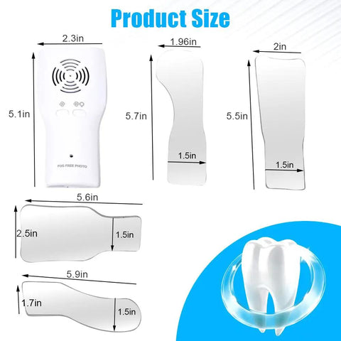 Fog Free Dental Occlusal Photography Mirror With LED Light Anti Fog Fan 360 Degree Rotating Handle Adjustable Brightness Rhodium Coated Mirror Medical Grade Stainless Steel Sterilizable Pro Grade Dental Imaging Tool All In One product size chart