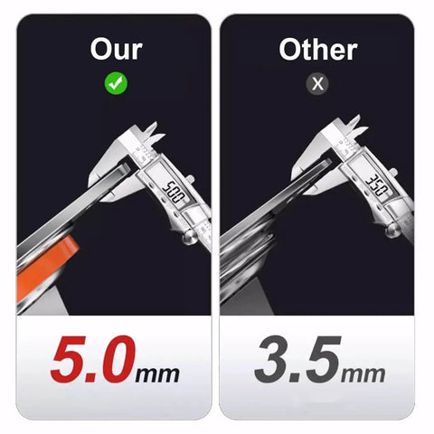 Comparison of caliper measurements showing 5.0mm vs 3.5mm highlighting precision in measuring tools.