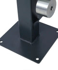 Base and side view of Heavy Duty Floor Metal Bender With 7 Dies, 44 Inch Telescoping Handle, 1 To 3 Inch Bending Capacity.