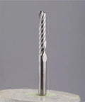 Pro 10 Piece Single Flute Up Cut Spiral End Mill Router Bit Set For Wood And Acrylic 3 175mm To 12mm showing a single flute carbide cutter.