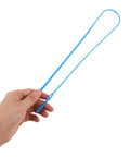Flexible Plastic Drawstring Threader Tool Kit For Easy Threading Big Eye Design Works With Thick Or Thin Cords blue plastic threader held in hand