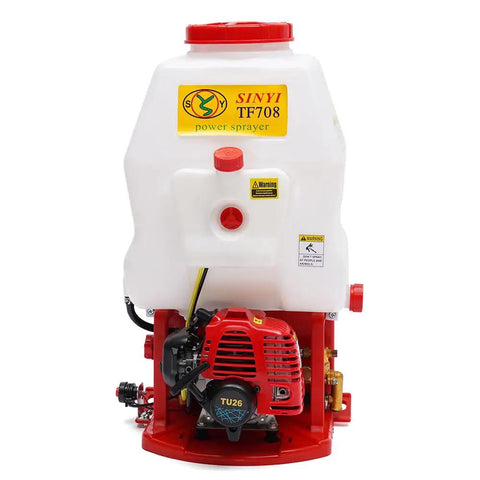 Pro Grade Backpack Sprayer Fogger For Pest Control with gas engine, 20L tank, red and white design, visible front view.