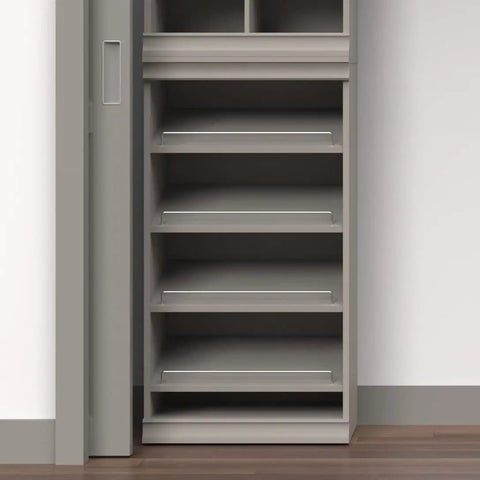 Total Game Changer Modular Closet Organizer With Four Adjustable Angled Shoe Shelves And Slick Taupe Finish For Seamless Stacked Storage Setup Hardware Included