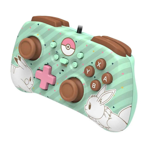 Horipad Mini Pikachu And Eevee Edition For Switch Compact Gamepad with Eevee design, home and turbo buttons, officially licensed.