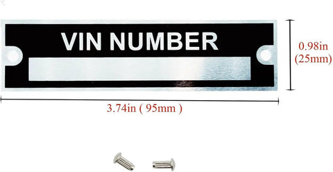 Anodised aluminium blank VIN plate 95mm x 25mm with screws, part of 4mm Steel Die Metal Stamping Kit Punch Tool With Blank Trailer VIN Plates.