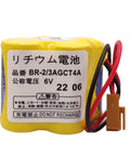 Close-up of 6V BR-2/3AGCT4A lithium battery with brown plug and wires, part of the 40 Pack 6V 4400mAh BR-2/3AGCT4A Non-Rechargeable Lithium Battery.