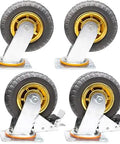 Heavy Duty 150Mm Rubber Swivel Casters With Brakes Set Of 4 featuring solid rubber tires and dual ball bearings for smooth glide.