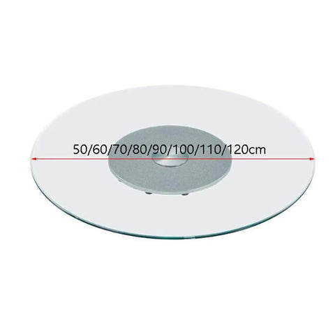 Glass Lazy Susan Turntable For Dining Table 120cm Clear 47 Inch Beast 360 Degree Swivel Rotating Serving Tray display with measurement markings.