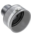 Shop Vacuum Port Adapter For Dust Collection, 4 Inch To Two And A Quarter Inch Steel Hose Clamp, side view with clamp visible