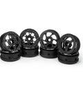 Crush The Trails With These Sick 1.9 Carbon Fiber Beadlock Wheels For RC Crawler Cars Featuring CNC Aluminum Hubs Quick Tire Swaps And Black Finish SCX10 TRX4 Gmade - side view showcasing distinct designs.