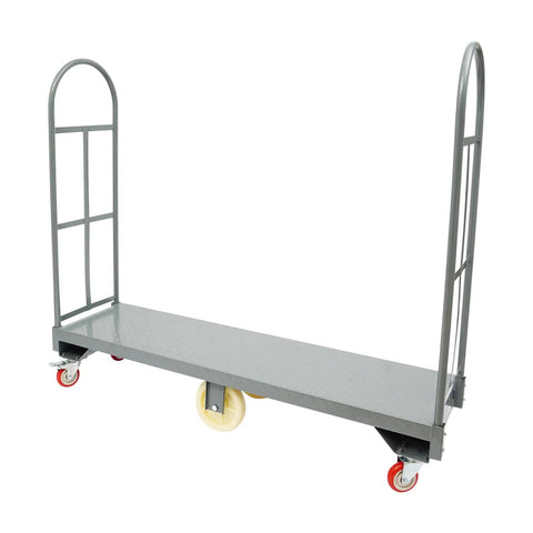 Heavy Duty 2000 Lb Platform Cart With Rails, 60.5 Inch Flatbed Workhorse For Warehouses And Garages, Rust Resistant Steel Frame, High Capacity Rolling Cart Built To Stand Up To The Daily Grind, side view