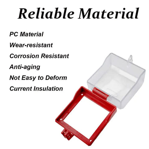 Transparent Flip Style Push Button Switch Cover For Electrical Outlets Protects Emergency Stop Guard Case with red base