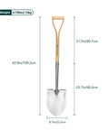 Heavy Duty 43 Inch Round Shovel With Wooden D Handle And Stainless Steel Blade Built Tough For Digging Transplanting Planting Shrubs Snow Shoveling And Outdoor Yard Work