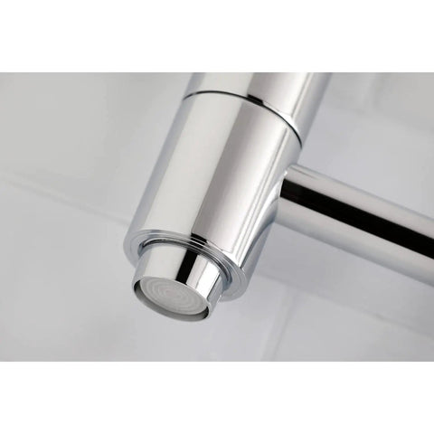 Close-up of Concord Pot Filler Wall Mount Polished Chrome Finish Drip Free Ceramic Disc Cartridge Half Inch NPT Connection