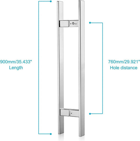 Tough As Nails Heavy Duty Stainless Steel Push Pull Door Handle For Glass And Barn Doors with 36 Inch Standoffs