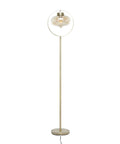 Gold Metal Floor Lamp With Hanging Glass Shade For Living Room, Tall 65 Inch Standing Lamp, Contemporary Modern Design