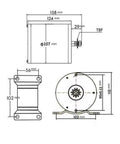 Technical diagram of 1000W Brushless DC Motor Kit With 36V 3100 RPM Output 27.7A Speed Controller And Throttle Grip dimensions.