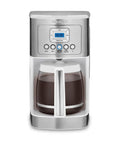 Front view of No Fuss Programmable 14 Cup Coffee Maker With PerfecTemp Glass Carafe White And Stainless Steel Finish Brew Strength Control