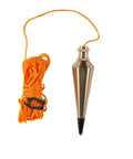 PB008B 8 Ounce Brass Plumb Bob With String Pro Grade Durable Brass Construction Lacquered Finish Removable Head For Easy String Attachment Replaceable Hardened Steel Tip Ties To Any Line For Quick Precise Leveling On DIY Jobs