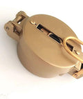 Golden Spiral Portable Compass For Outdoor Navigation And Survival, folded metal shell, top view showing durable construction.