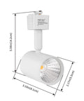 J Type Track Lighting Heads 6 Pack, 6.5W COB LED Ceiling Spotlights shown with dimensions; 24 Degree Beam, 3000K Warm White