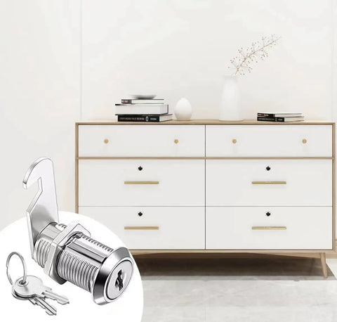 1-1/8 Inch Cam Lock Set Keyed Alike For Cabinets Drawers And Boxes Fits Doors Up To 7/8 Inch Thick Zinc Alloy 2 Pack with Keys