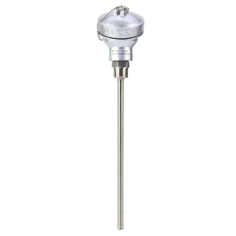 One Half Inch NPT Thread Thermocouple Terminal Head PT100 Stainless Steel Temperature Sensor Probe 200mm Length, Heavy Duty Pro-Grade Temp Probe for Easy Control and Precise Process Monitoring