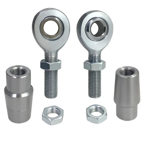 Heavy Duty Beefy Three Quarters Inch Heim Joint Rod End Kit Chromoly Joints For Panhard Rod End With Lock Nut And Bushing Assembly Left And Right Hand Thread Fits One And One Quarter Inch Tube OD Zero Point One Two Zero Inch Wall, pair with bushings
