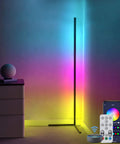Dope RGB Corner Floor Lamp With Music Sync And Dimmable Color Changing LED Light, 16 Million Colors, 64 Plus Modes in a living room corner