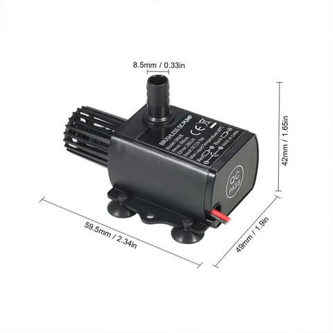Mini Submersible Aquarium Pump DC 12V 5W Quiet Water Circulation For Pond And Fish Tank 280 Liters Per Hour with measurements