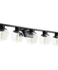 Matte Black Farmhouse 5 Lights Bathroom Vanity Lights With Globe Glass Shades Modern Wall Fixture For Over Mirror And Kitchen Cabinet 37 Inch Long Slick Mid Century Style Bath Lighting