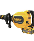 High Power 60V Brushless Cordless Chipping Hammer With SDS Max Chuck and rear handle setup showing ergonomic design and FLEXVOLT battery.