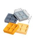 Four Piece Miniature Dollhouse Platter Set With Realistic Four Grid Resin Box for Candy and Nuts in assorted colors