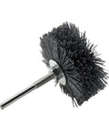 Abrasive Nylon Wire Polishing Wheel for wood finishing, 1000 grit, with a metal shaft for furniture carving projects.