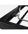 Close-up of the adjustable height mechanism and steel chassis of the Slick Foldable Office Desk With Adjustable Height Mobile Workbench.