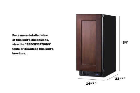 Heavy Duty 2.45 Cubic Foot Frost Free Upright Commercial Freezer Featuring Snap Cold Cooling And Brushed Stainless Shell, side view with dimensions.