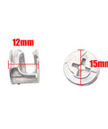 Heavy Duty Zinc Alloy Furniture Cam Locks 50 Pack Cam Bolt Nut Connectors 15 X 12 Mm Silver close-up view of sizes 15mm and 12mm