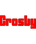 Crosby logo in bold red letters representing quality in heavy-duty industrial rigging products.