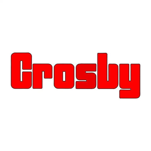 Crosby logo in bold red letters representing quality in heavy-duty industrial rigging products.